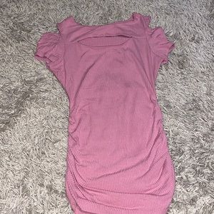 Pink cutout short sleeve shirt